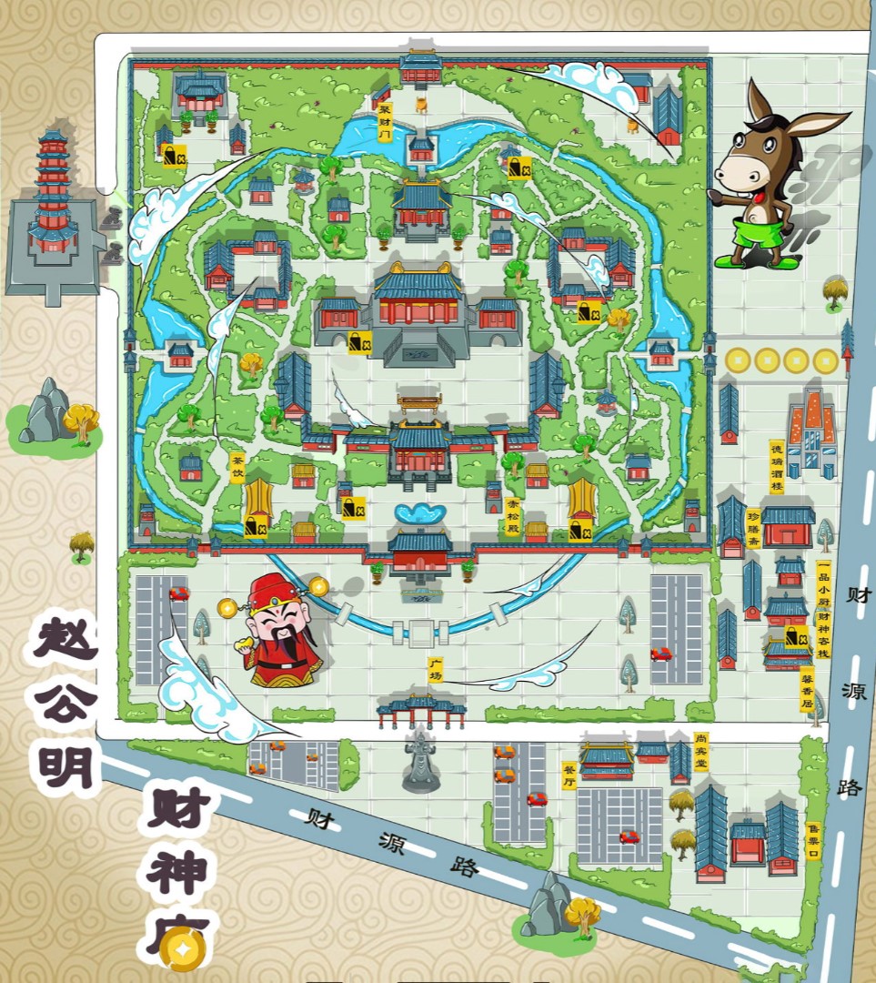 扎赉诺尔寺庙类手绘地图